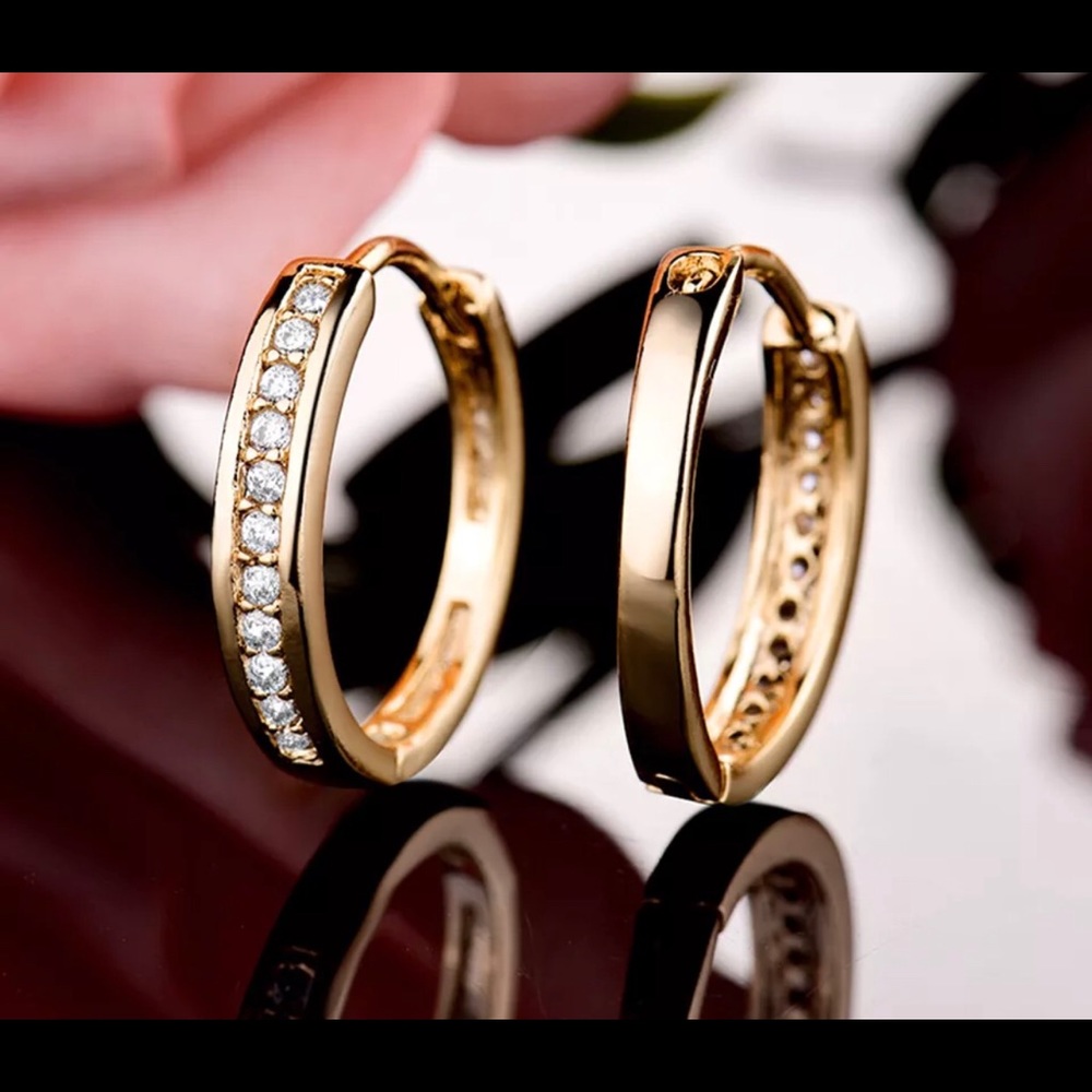 18k Gold Plated Crystal Classic Hoop Earrings